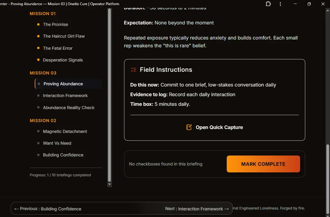 Field instructions card