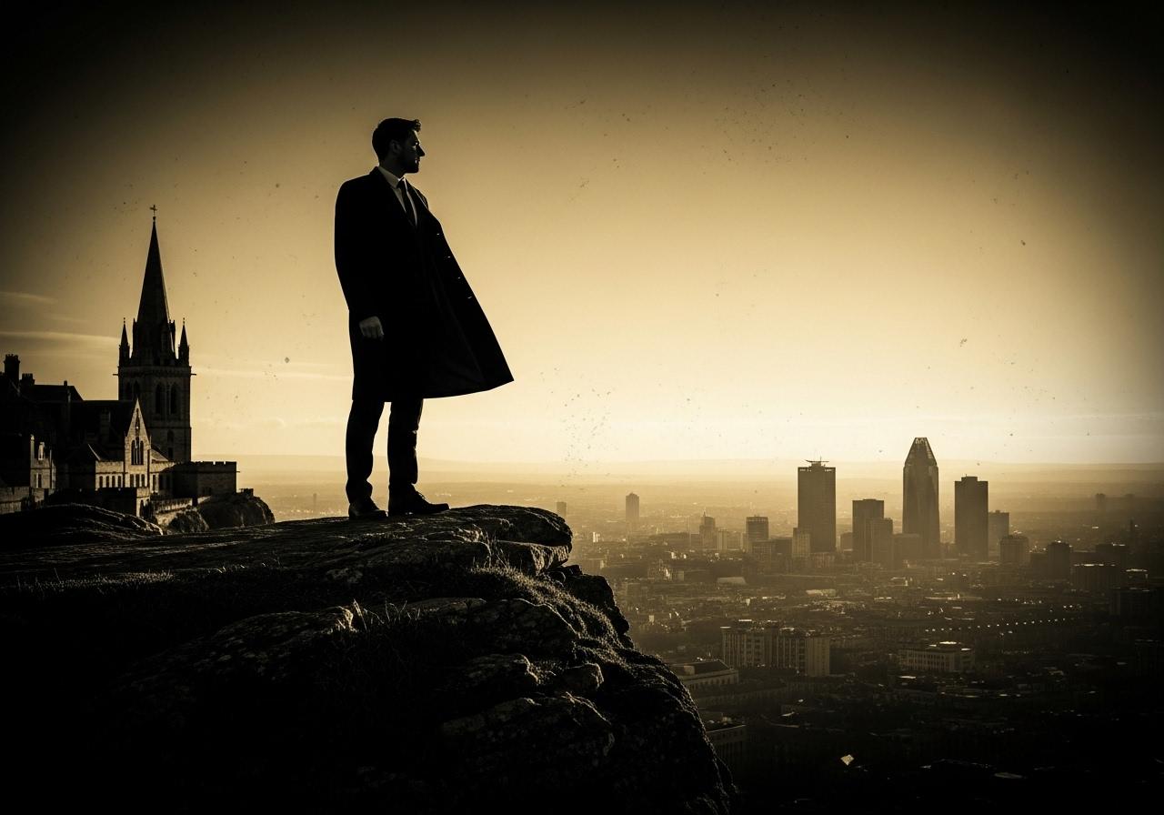 A king overlooking his kingdom, symbolizing purpose as the foundation of identity.